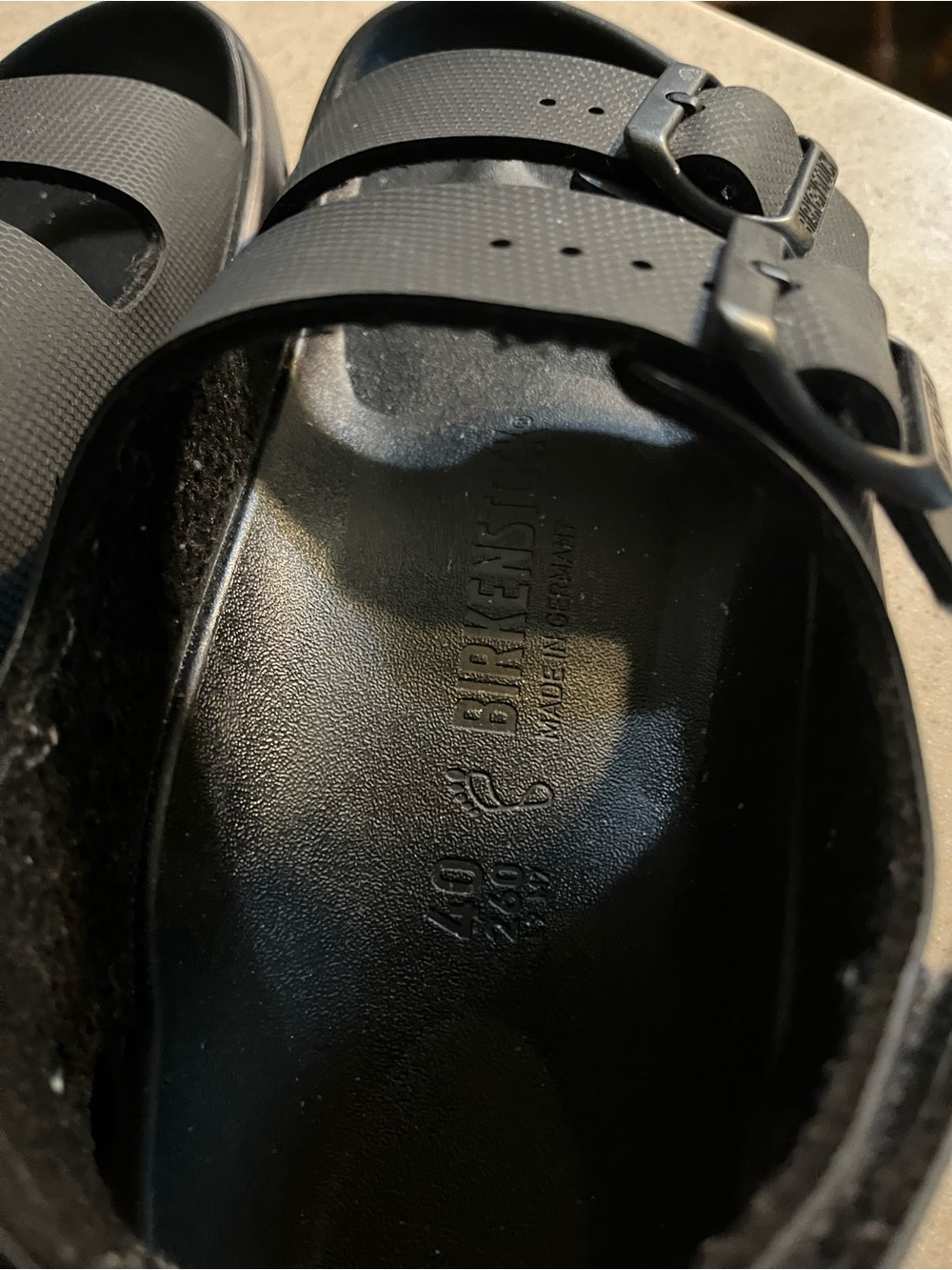 Mens Black Adjustable Double-Strap Comfort Birkenstock Sandals - Picture 4 of 5